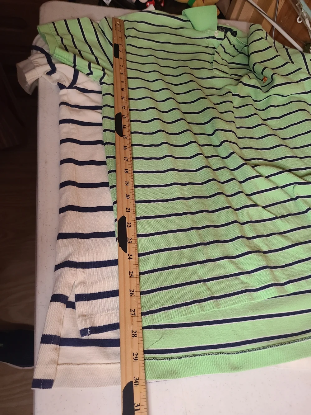 Ralph Lauren Striped Polo Pair Large — Light Green, White & Navy